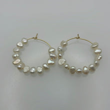 Load image into Gallery viewer, Baroque Pearl and Hoops Earrings
