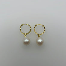 Load image into Gallery viewer, Hoop Freshwater Pearl Earrings
