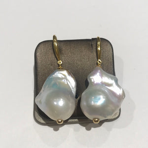 Sterling Silver Massive Baroque Freshwater Pearl Earrings