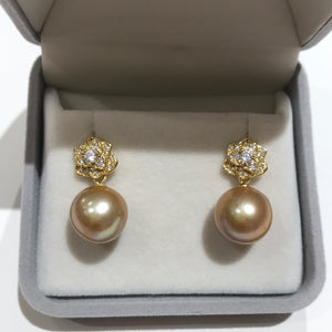 Golden Freshwater Pearls Earrings 04