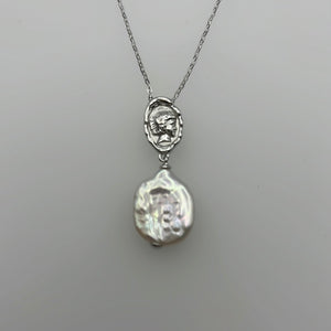 Coin and Freshwater Pearl Necklace Silver