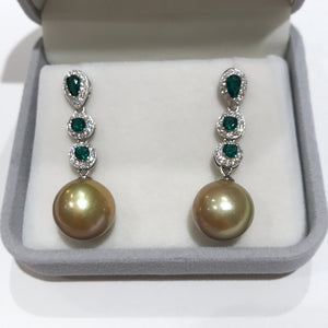 Golden Freshwater Pearls Earrings 02
