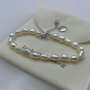 Baroque Pearl Bracelets With Silver Coloured Chain