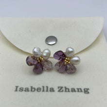 Load image into Gallery viewer, Flower Studs With Purple Amethyst

