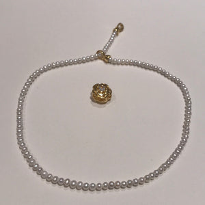 4-5MM Round Pearl Necklaces With Golden Camellia Clasps