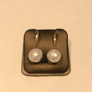 11-12MM Round Baroque Pearl Earrings