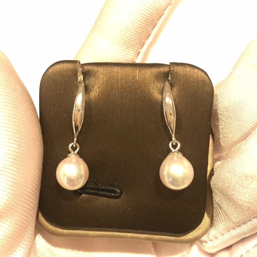 Sterling Silver Classical Akoya Sea Pearl Earrings
