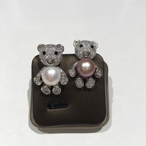 Bear Brooches with Freshwater Pearls