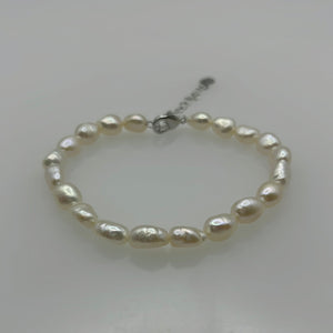 Baroque Pearl Bracelets With Silver Coloured Chain