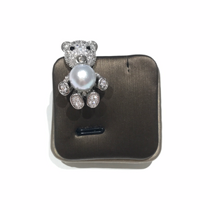 Bear Brooches with Akoya Sea Pearls