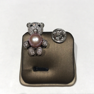 Bear Brooches with Freshwater Pearls