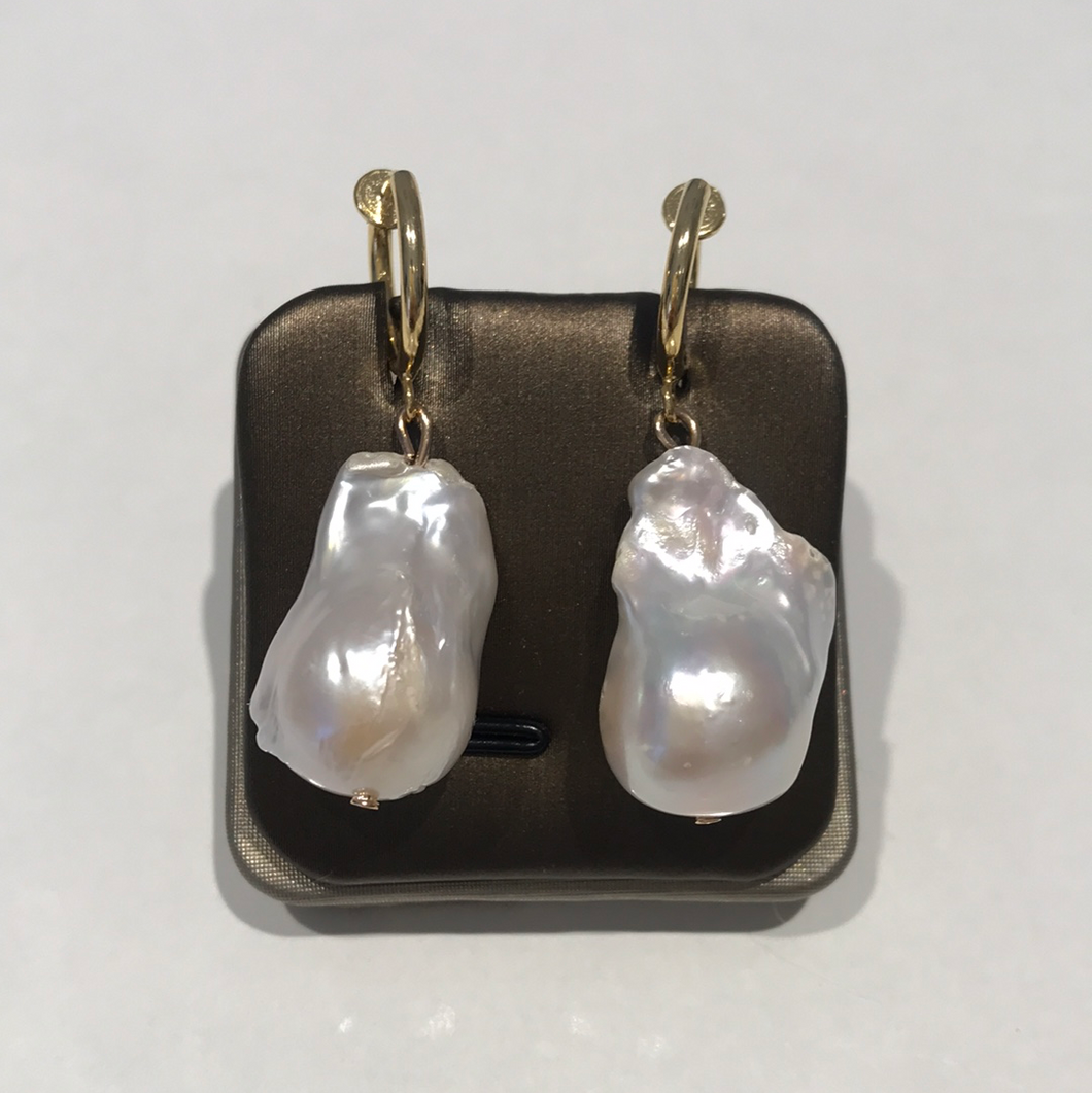 Massive Baroque Pearl Ear Clips