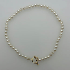 7 MM Pearl Necklace Golden