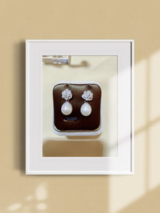 Sterling Silver Rose Finest Freshwater Pearl Earrings