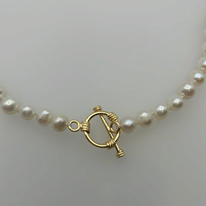 7 MM Pearl Necklace Golden