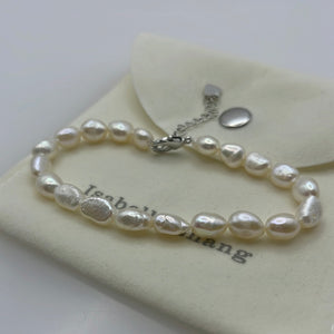 Baroque Pearl Bracelets With Silver Coloured Chain