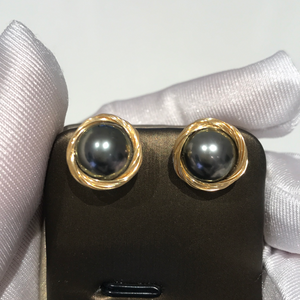 Sterling Silver Tahitian Sea Pearl 9-10MM Studs