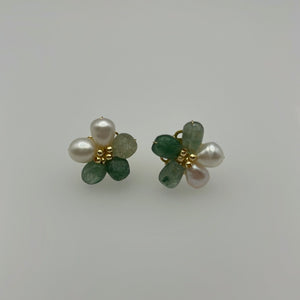 Flower Studs With Green Amethyst