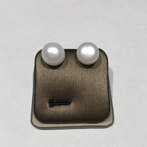 11-12MM Sterling Silver White Pearl Studs