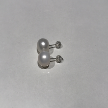 Load image into Gallery viewer, 11-12MM Sterling Silver White Pearl Studs
