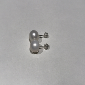 11-12MM Sterling Silver White Pearl Studs