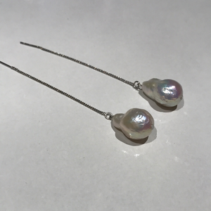 Long Chain Earrings with Baroque Pearls