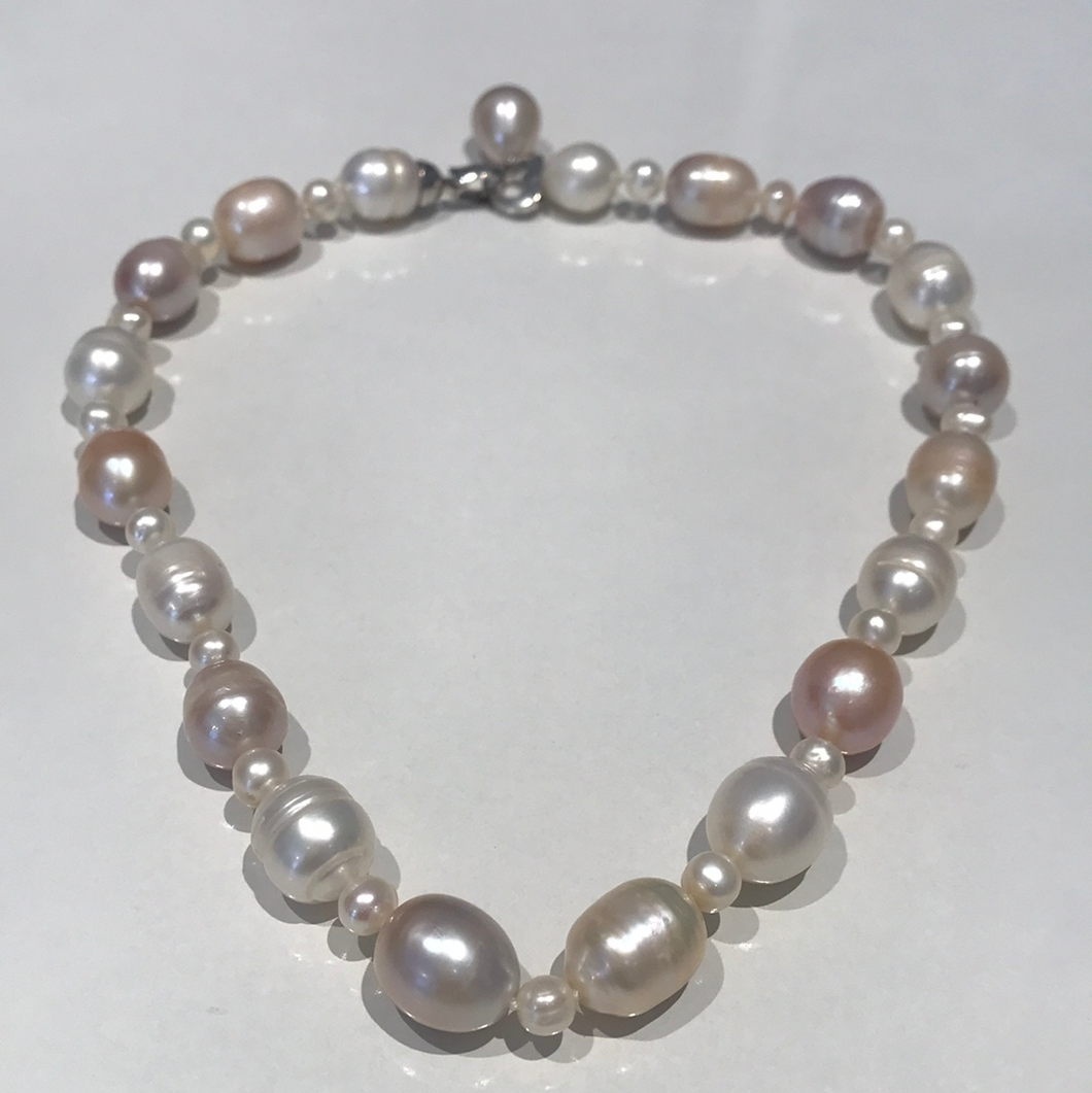 Mixed Size and Colour Pearl Necklaces