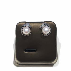 Sterling Silver Leopard Akoya Sea Pearl Studs