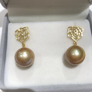 Golden Freshwater Pearls Earrings 03