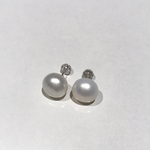 Load image into Gallery viewer, 11-12MM Sterling Silver White Pearl Studs
