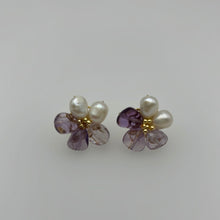 Load image into Gallery viewer, Flower Studs With Purple Amethyst
