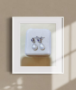 Sterling Silver Something Blue Finest Freshwater Pearl Earrings