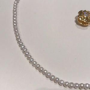 4 MM Baby Pearl Necklaces With Golden Camellia Clasps