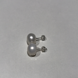 11-12MM Sterling Silver White Pearl Studs