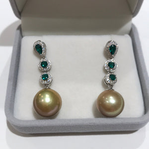 Golden Freshwater Pearls Earrings 02