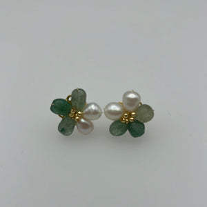 Flower Studs With Green Amethyst