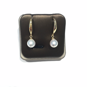 Sterling Silver Classical Akoya Sea Pearl Earrings