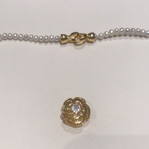 4 MM Baby Pearl Necklaces With Golden Camellia Clasps