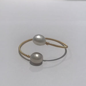 14K Gold Wire Baroque Freshwater Pearl Bangle