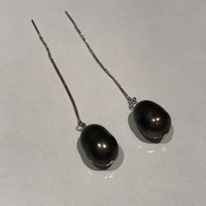 Long Chain Earrings with Baroque Pearls