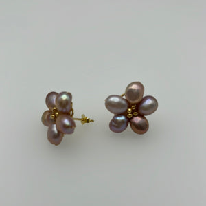 Flower Pearl Studs Purple